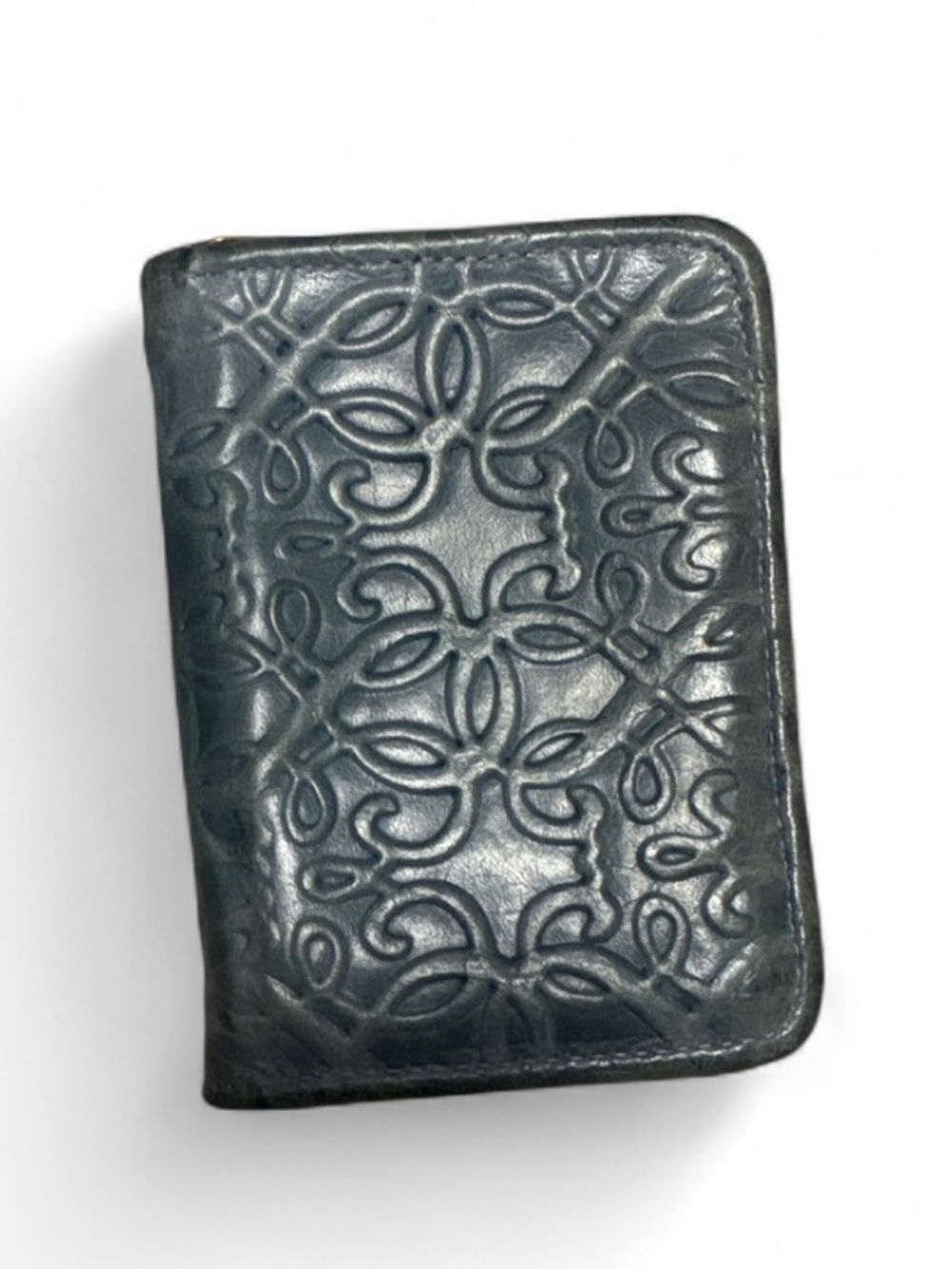 Alex and Ani Blue Embossed Leather Zip Up Wallet